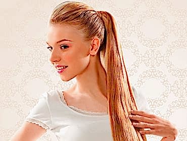 Высокий хвост на длинные волосы